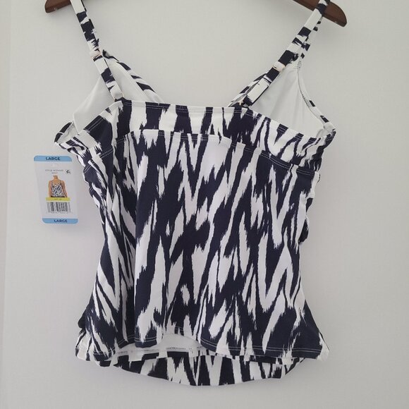 ANNECOLE LIMITED EDITION UPF50 TWIST FRONT UNDERWIRE TANKINI SWIM TOP NAVY-LARGE - Picture 10 of 10